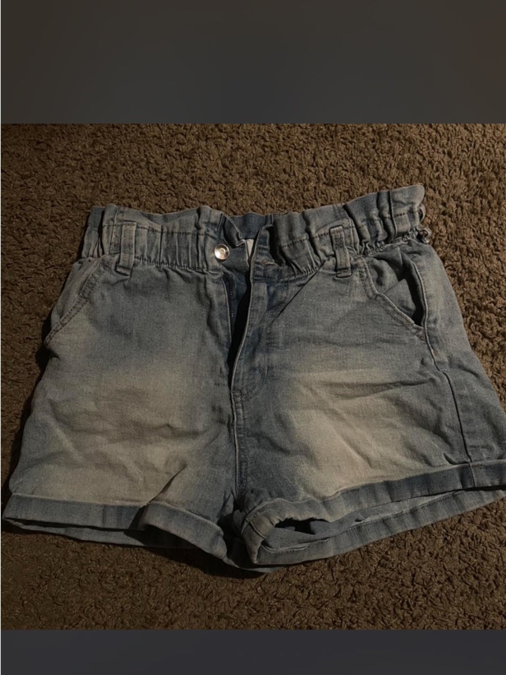 Women's Light Blue Paperbag Waist Denim Shorts
